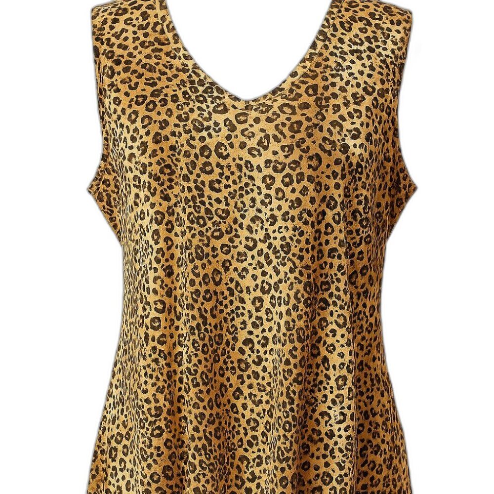 AGB Animal Print V-Neck Tank Top Medium USA Lightweight Stretch Price Firm